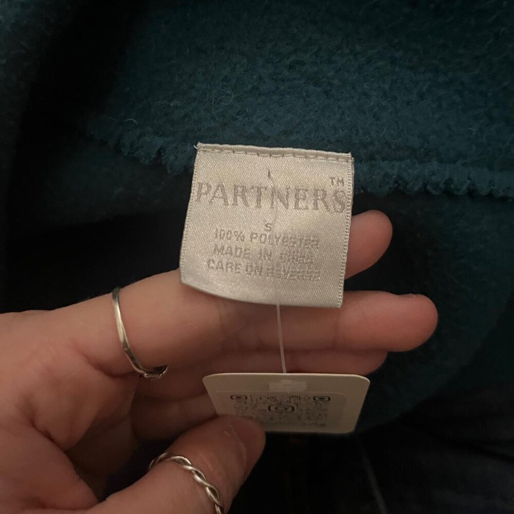 Partners 2000s vintage dark teal fleece button-up shacket felt coat - small - Picture 8 of 8